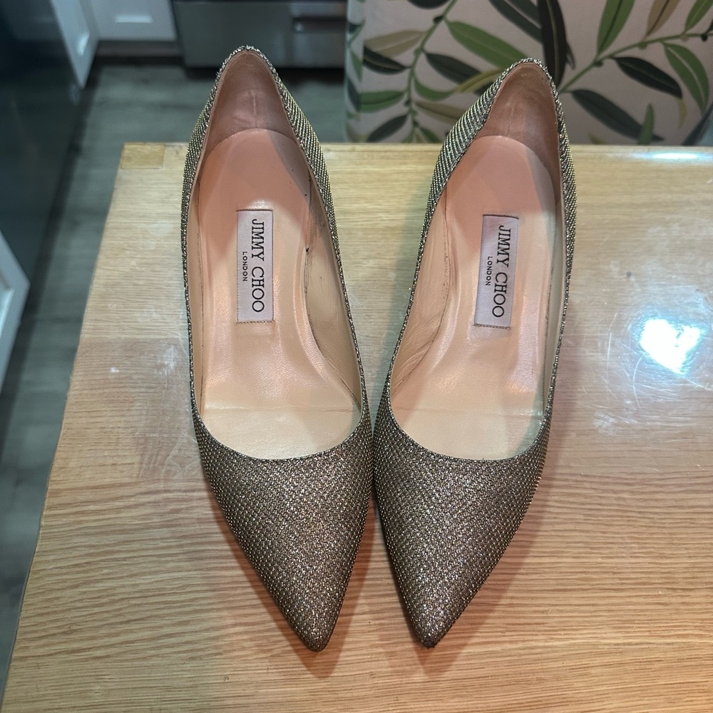 Jimmy Choo Glittering Gold Heels - Picture 2 of 7